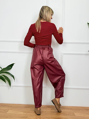 Overcast Leather Pants Wine 6209 