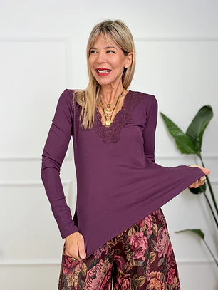 Chalet Blouse Eggplant 16779  