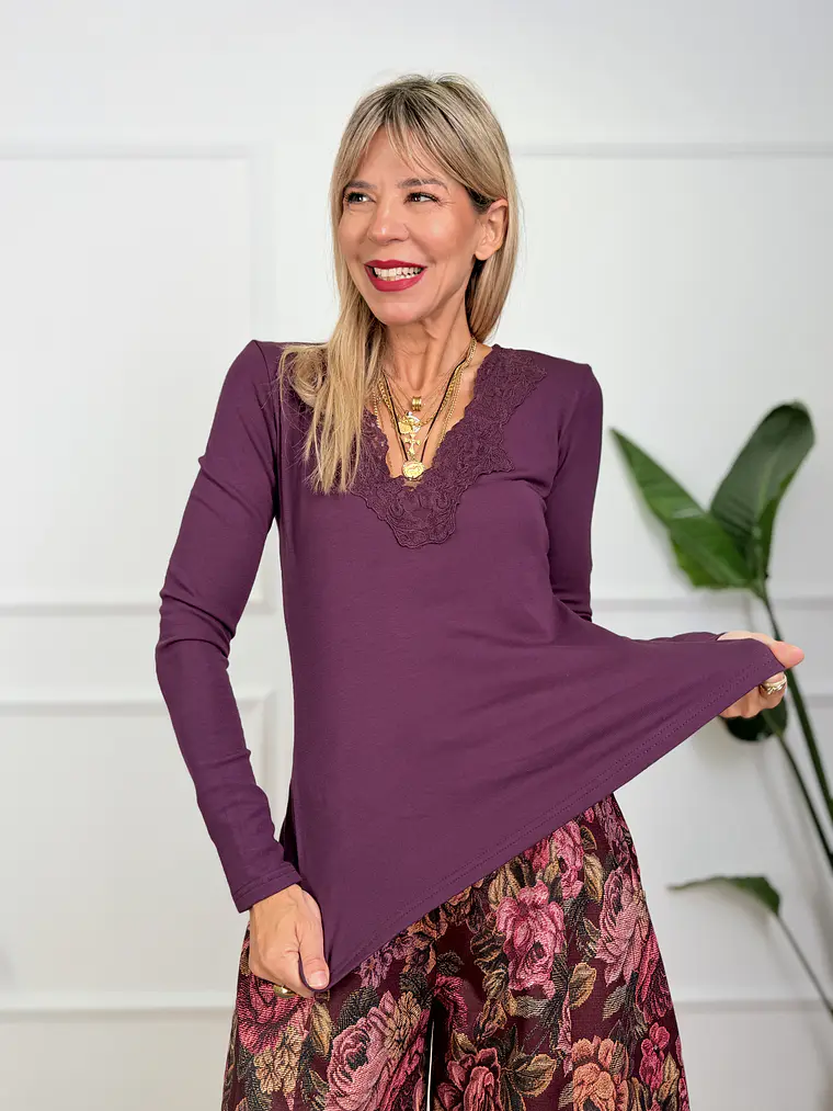Chalet Blouse Eggplant 16779   1
