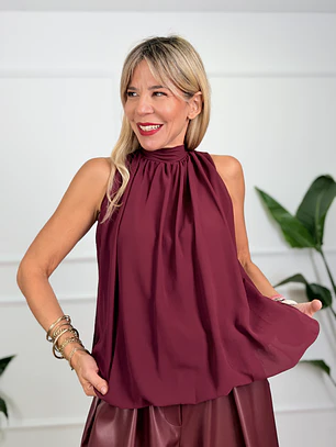 Beckett Blouse Burgundy 25608 