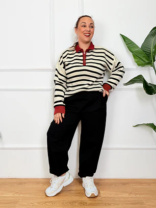 Oswin Stripped Sweater Ivory 27816