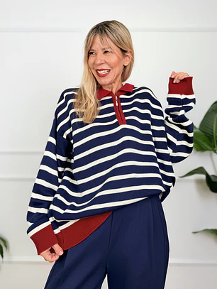 Oswin Stripped Sweater Blue 27816