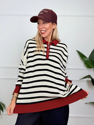 Oswin Stripped Sweater Ivory 27816