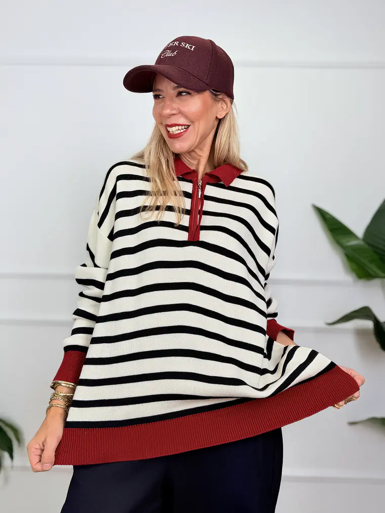 Oswin Stripped Sweater Ivory 27816 1