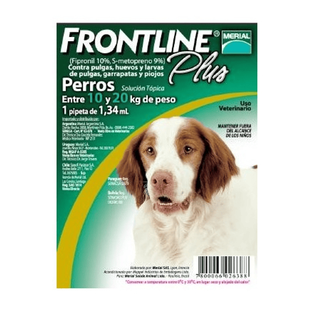 FRONTLINE PLUS PERRO DE 10 A 20 KG.