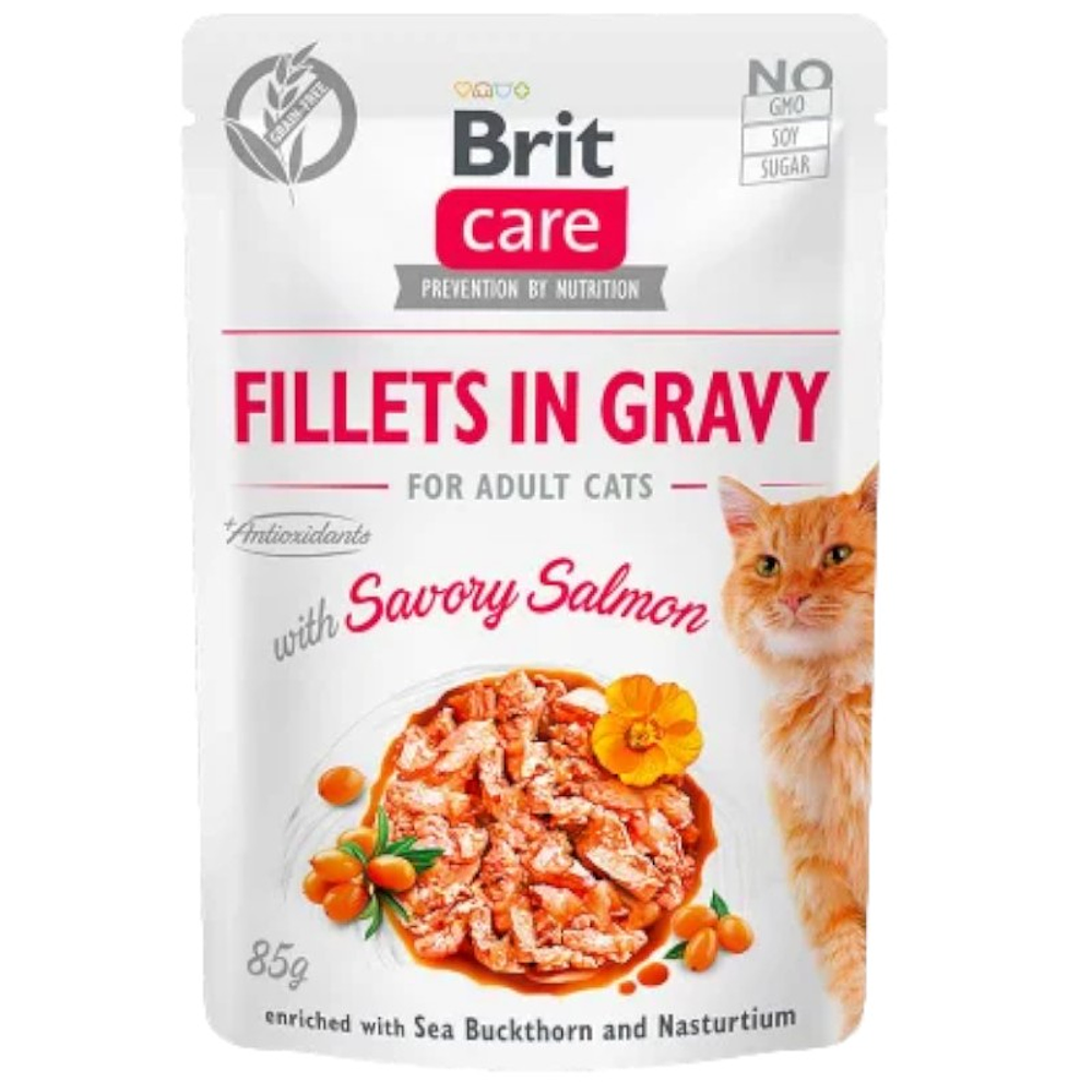 Brit Care Cat Fillets In Gravy With Savory Salmon 85gr