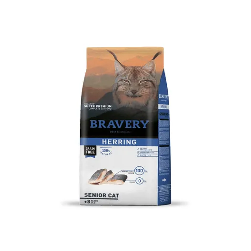 Bravery Senior Cat Herring - Libre de Granos