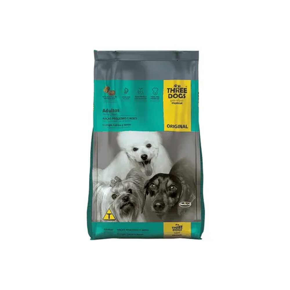 Three Dogs Adulto Razas Pequeñas - Pollo y Carne 