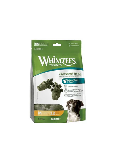 Whimzees Alligator M - El Aliado más Divertido contra el Sarro 12 uds