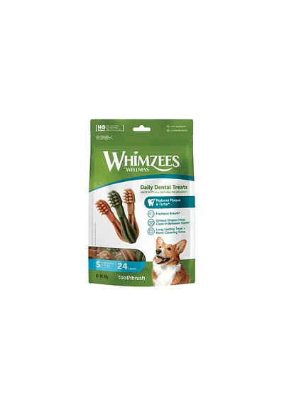Whimzees Toothbrush S - Cepillado Diario que tu Perro Amará 24uds