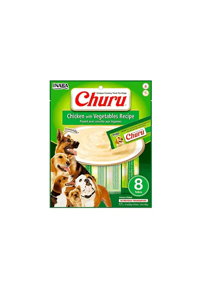 Churu Dog Pollo y Vegetales - La Recompensa Cremosa e Saludable 8uds