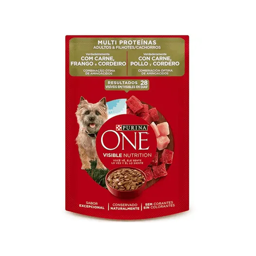 Purina ONE Pouch Multi Proteínas - Carne, Pollo y Cordero