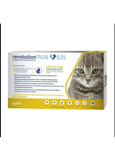 Revolution Plus 0,25ml Gatos 1,25 a 2,5kg - Antiparasitario Externo e Interno
