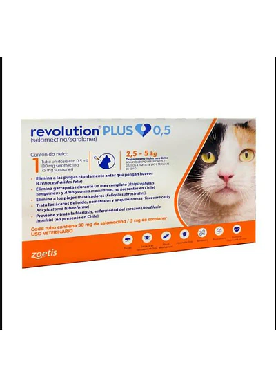 Revolution Plus 0,5ml Gatos 2,5 a 5kg - Antiparasitario Externo e Interno
