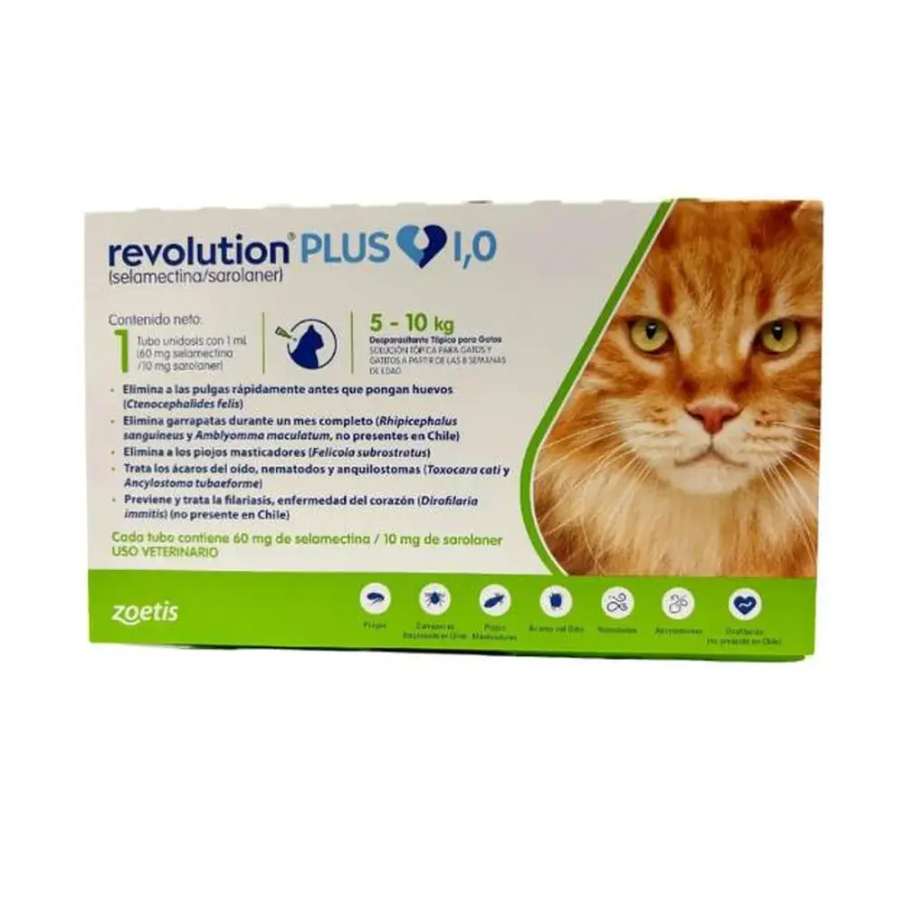 Revolution Plus 1ml Gatos 5 a 10kg - Antiparasitario Externo e Interno