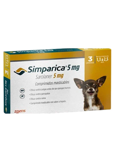 Simparica 5mg Perros 1,3 a 2,5kg - Antiparasitario Externo