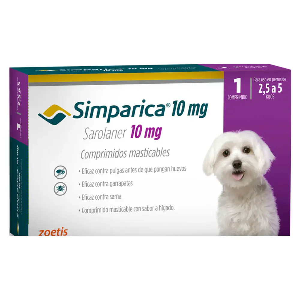 Simparica 10mg Perros 2,5 a 5kg - Antiparasitario Externo