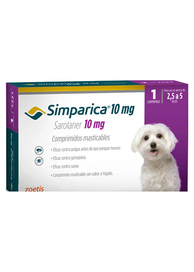 Simparica 10mg Perros 2,5 a 5kg - Antiparasitario Externo