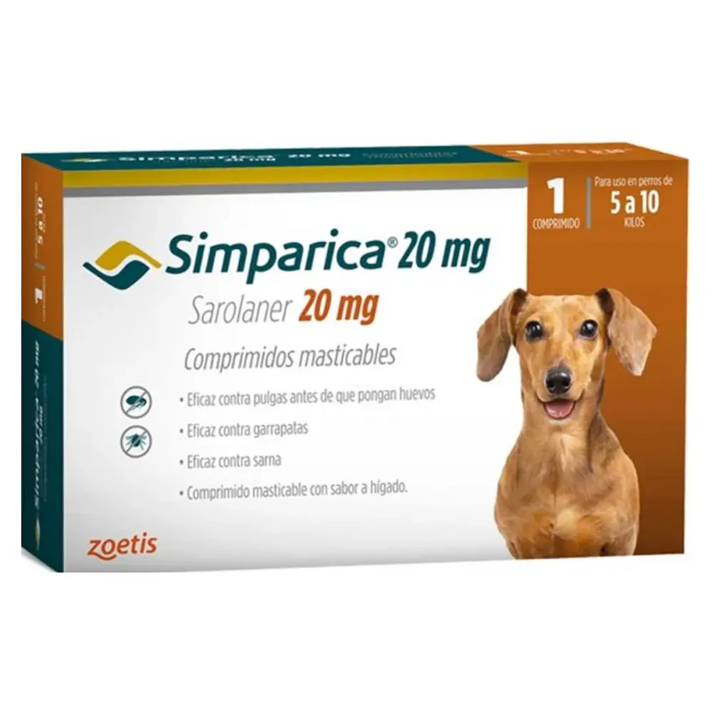 Simparica 20mg Perros 5 a 10kg - Antiparasitario Externo