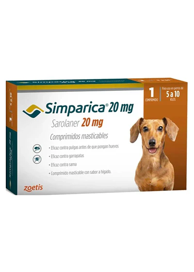 Simparica 20mg Perros 5 a 10kg - Antiparasitario Externo