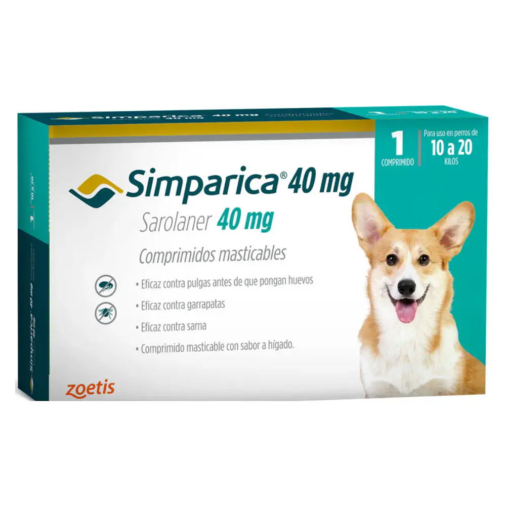 Simparica 40mg Perros 10 a 20kg - Antiparasitario Externo