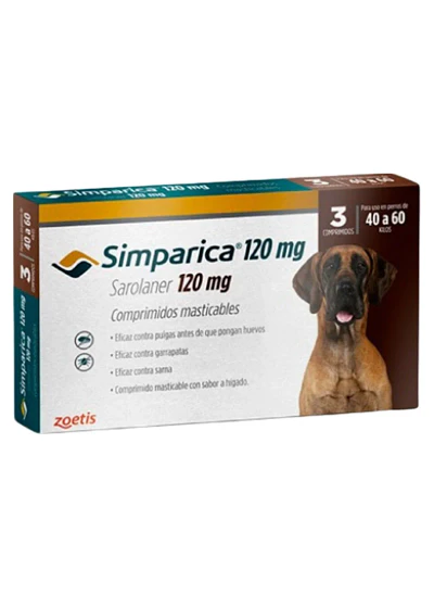 Simparica 120mg Perros 40 a 60kg - Antiparasitario Externo