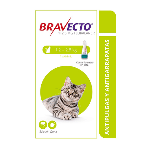 Bravecto Spot On Felino Solución Tópica 1.2 - 2.8 kg