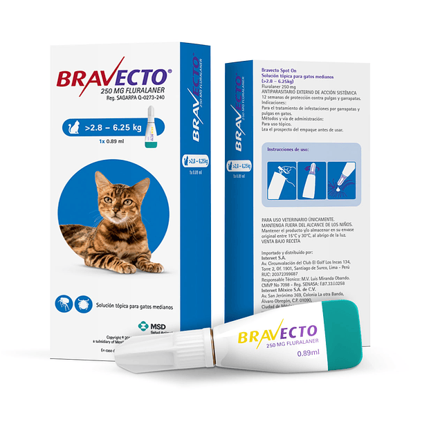 Bravecto Spot On Felino Solución Tópica 2.8 - 6.25 kg 1