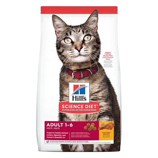 Hills Gato Adulto 1 -6 con sabor a Pollo 4 LB 1