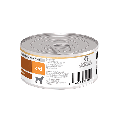 Hills Kidney Care k/d ( Cuidado Renal ) para Perro Adulto con sabor a Estodafo de Pollo y Vegetales 5.5 Onz