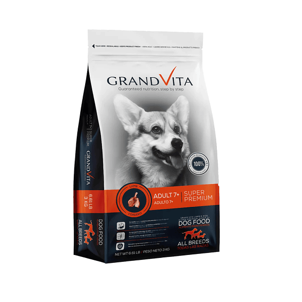 Grand Vita Super Premium Adult Dog 7+  (Perro Adulto) Cordero 3 kg 1