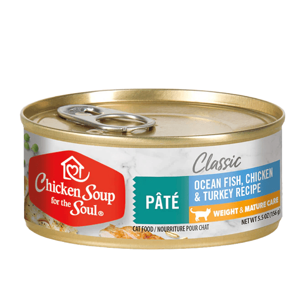 CSFS Paté Ocean Fish, Chicken & Turkey Recipe ( Pescado de mar, Pollo & Pavo) Weight & Mature Care (Cuidado y peso Gato Maduro) 156 g  