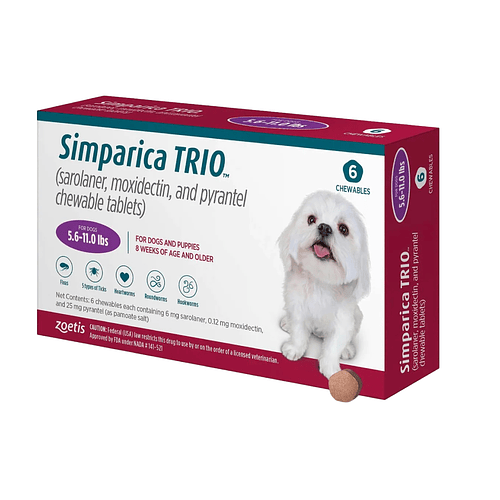 Simparica Trio  5.6 - 11.0 lbs ( 2.6 Kg - 5 Kg)