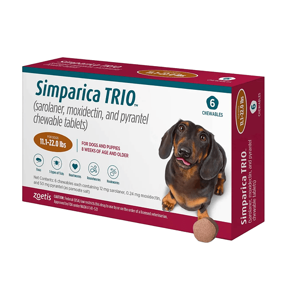 Simparica Trio  11.1 - 22 lbs ( 5.1 Kg - 10 Kg) 