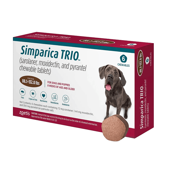 Simparica Trio  88.1 - 132.0 lbs (40.1 Kg - 60 Kg) 