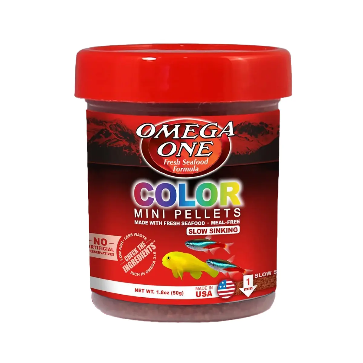 Omega One Color Mini Pellets Slow Sinking 50 gramos