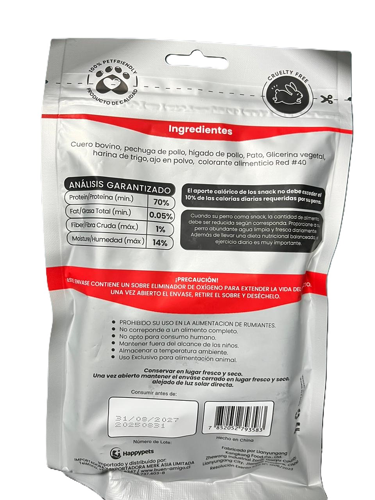 Happy Pets Snack Brochetas triple sabor vacuno, pato, pollo 2