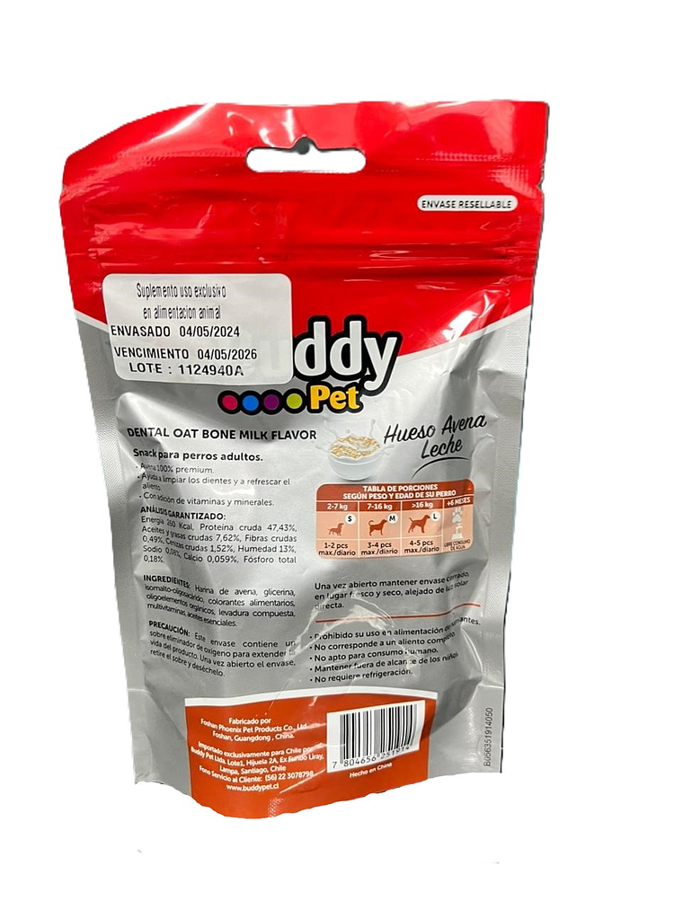 Buddy Pet Snack hueso avena leche  2