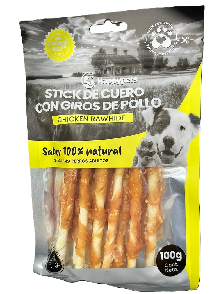 Happy Pets Snack Stick de cuero con giros de pollov 1