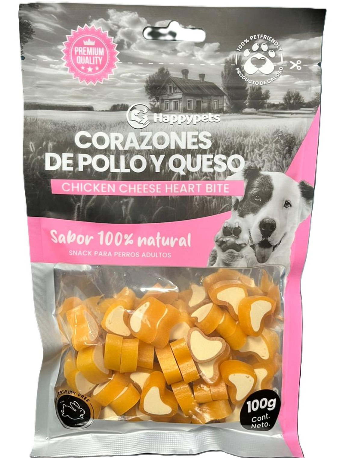 Happy Pets Snack Corazones de Pollo y queso  1
