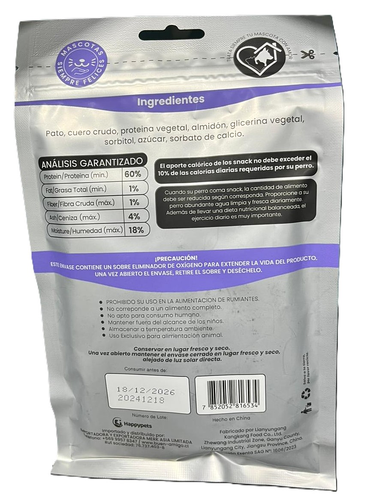 Happy Pets Snack Stick de cuero con giros de pato 2