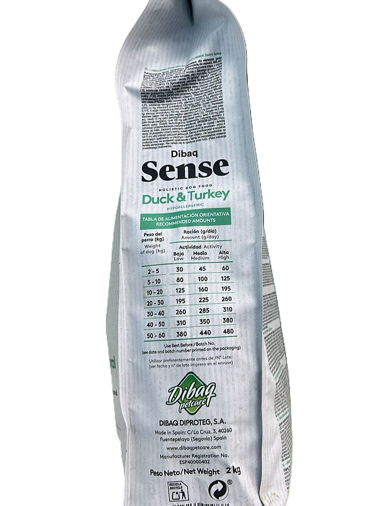 Sense perro adulto sabor Pavo y Pato 2 kg light & senior  3