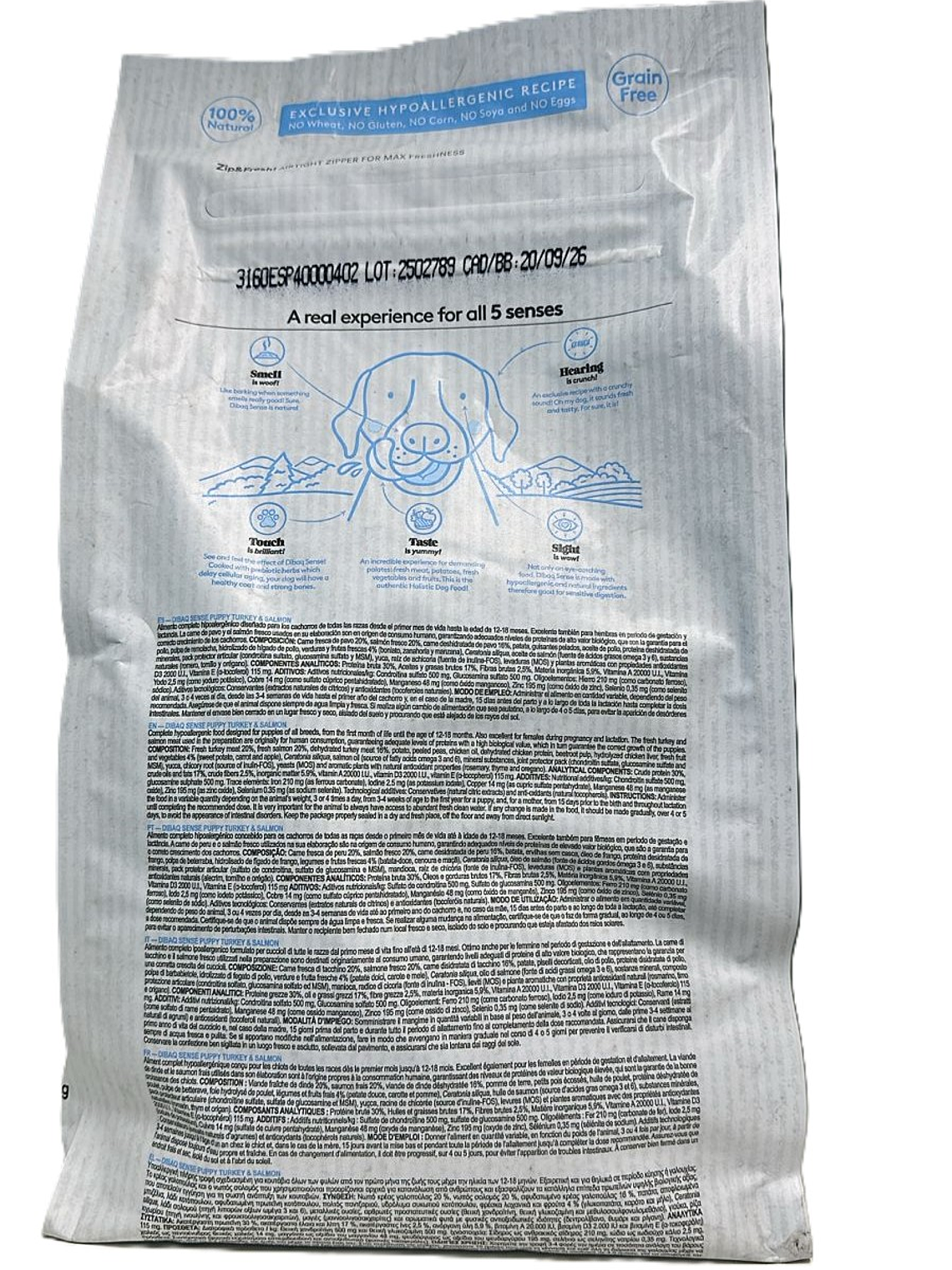 Sense perro cachorro Pavo y salmon 2 kg 3