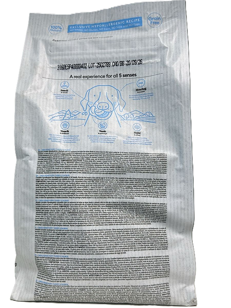 Sense perro cachorro Pavo y salmon 2 kg 3