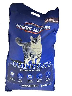 Arena America Litter Clean Paws Sin Aroma 15 Kg 