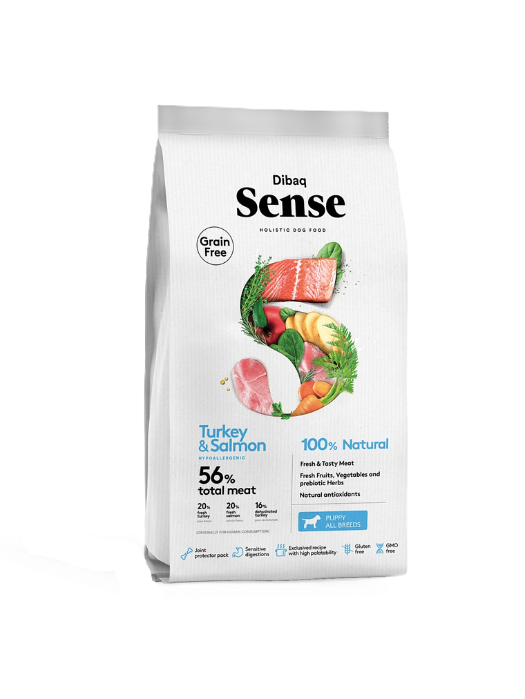 Dibaq Sense Dog Puppy  Pavo y salmon  12 kg 1