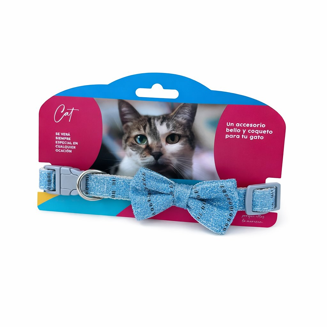 Collar para Gato con Corbatín de Brillos 1.5 cm  3