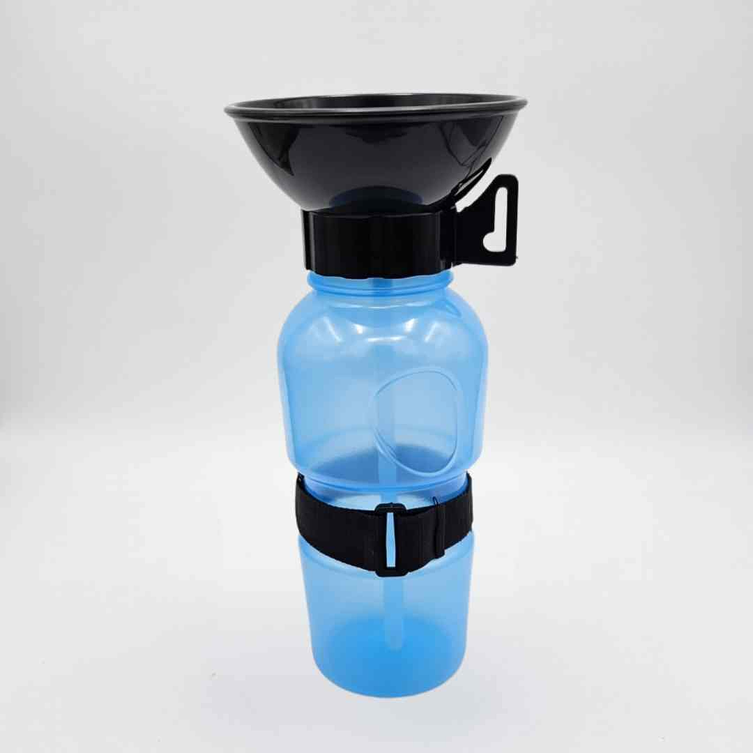 Bebedero Portátil AquaFlip Azul – Botella de Plástico para Perros y Gatos 1
