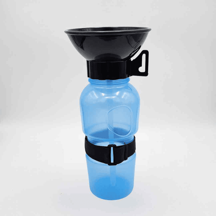 Bebedero Portátil AquaFlip Azul – Botella de Plástico para Perros y Gatos 1
