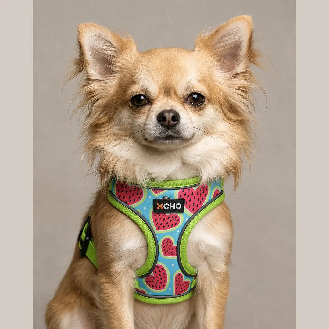 Arnés de pecho para Perros Talla S Verde Corazones 1